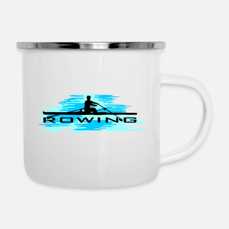 Rudern, Ruderer und Wasser - Emaille-Tasse - Weiß