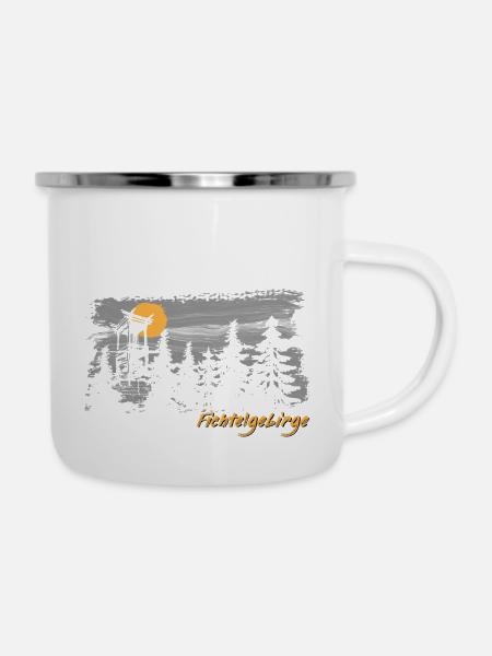 Fichtelgebirge Schneeberg Backöfele Pinselstrich - Emaille-Tasse - Weiß