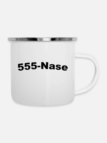 555-Nase - Emaille-Tasse - Weiß