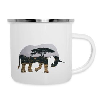 Elephant Savannah Silhouette - Camper Mug - white - Right