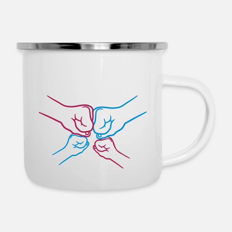 Fäuste 2 Kinder - Emaille-Tasse - Weiß