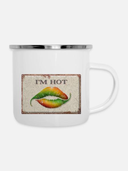 I'm Hot - Emaille-Tasse - Weiß