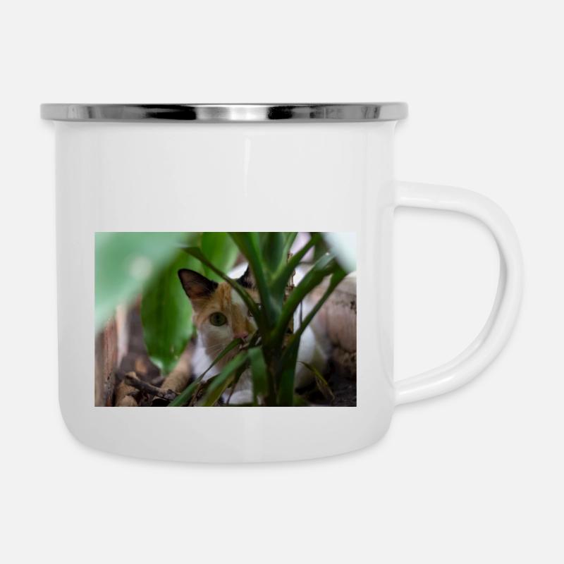 le chat au doux regard - Tasse émaillée - blanc