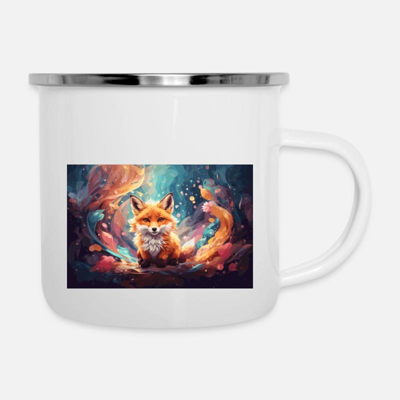 Mignon bébé renard dans la forêt enchantée - Tasse émaillée - blanc
