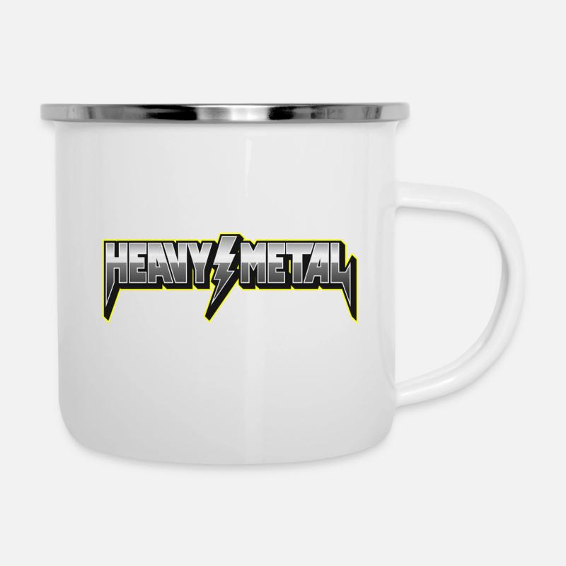 Logo de type 3D Heavy Metal avec éclairs - Tasse émaillée - blanc