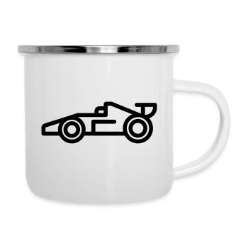 voiture de course - Tasse émaillée - blanc - Droite