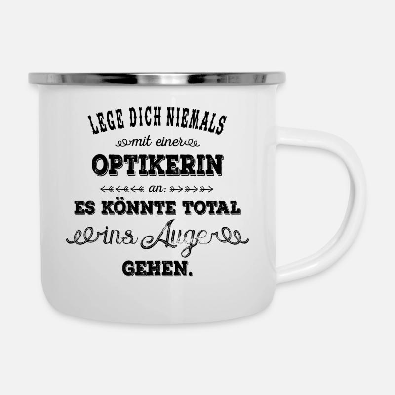 Optikerin Black - Emaille-Tasse - Weiß