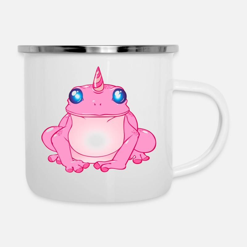 Frosch mit Horn - Emaille-Tasse - Weiß