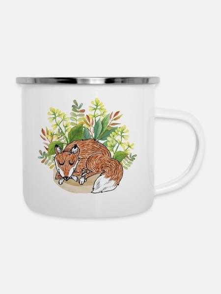 Gute Nacht Fuchs - Emaille-Tasse - Weiß