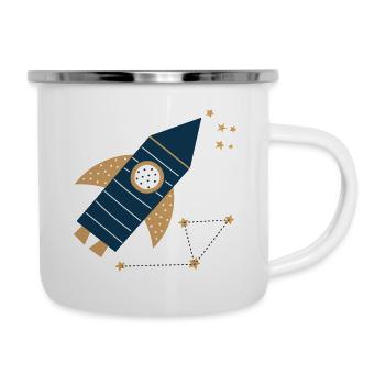 Fusée avec des étoiles Espace Enfants - Tasse émaillée - blanc - Droite