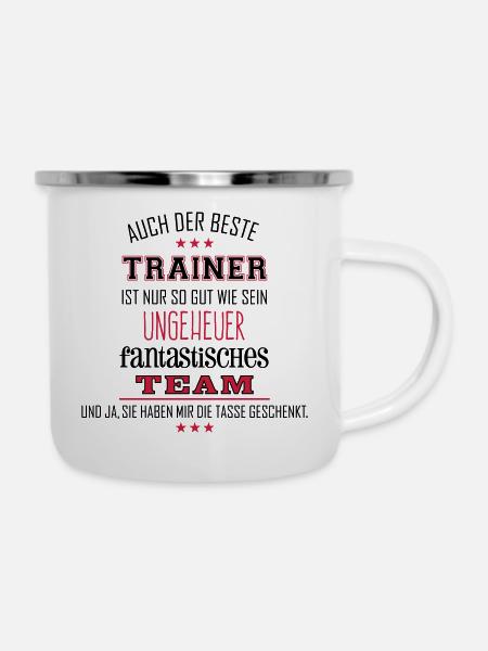 Bester Trainer fantastisches Team Tasse - Emaille-Tasse - Weiß