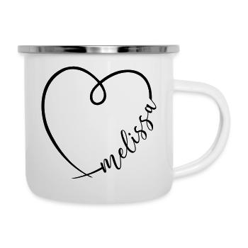 Melissa Nom Prénom Dessin du cœur - Tasse émaillée - blanc - Droite