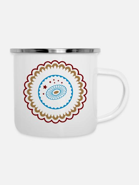 Ornament, Fantasie - Emaille-Tasse - Weiß