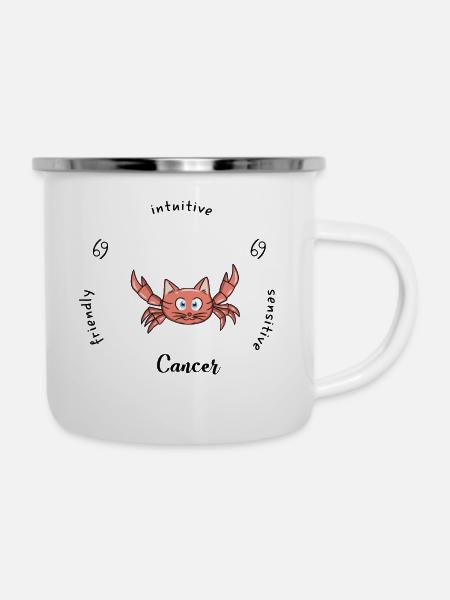 Krebs Sternzeichen Becher - Emaille-Tasse - Weiß