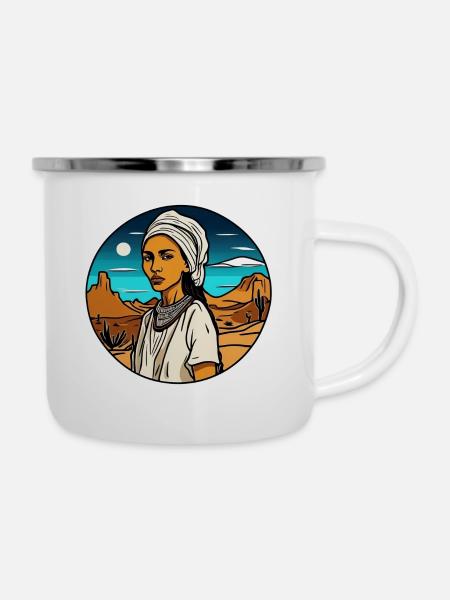 Desert Girl - Emaille-Tasse - Weiß