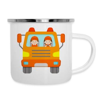 Camion Garbage Collector Garbage Man Camion Garbage Car Orange - Tasse émaillée - blanc - Droite
