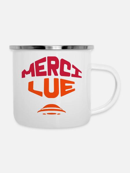 Danke Lue - Emaille-Tasse - Weiß