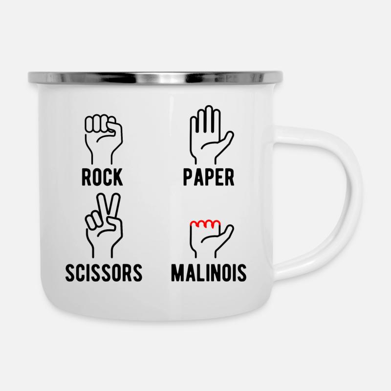 Ciseaux Pierre-Papier Malinois - Tasse émaillée - blanc