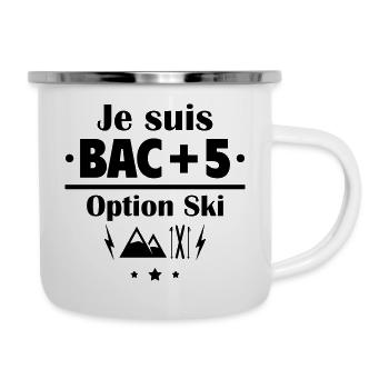 Bac+5 option ski, fête des pères, cadeau de noël - Tasse émaillée - blanc - Droite