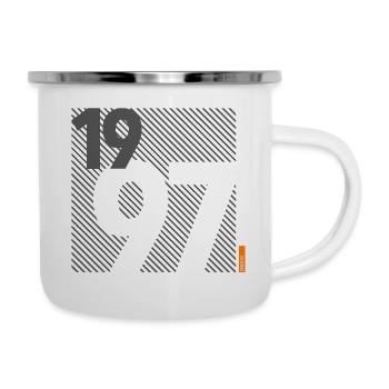 Hergestellt im Jahr 1997 Retro Modernistisches Design Geburtstagsgeschenk - Emaille-Tasse - Weiß - Rechts