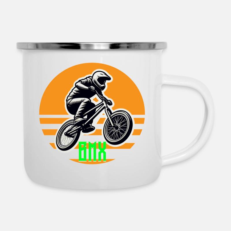 BMX Rad - Emaille-Tasse - Weiß
