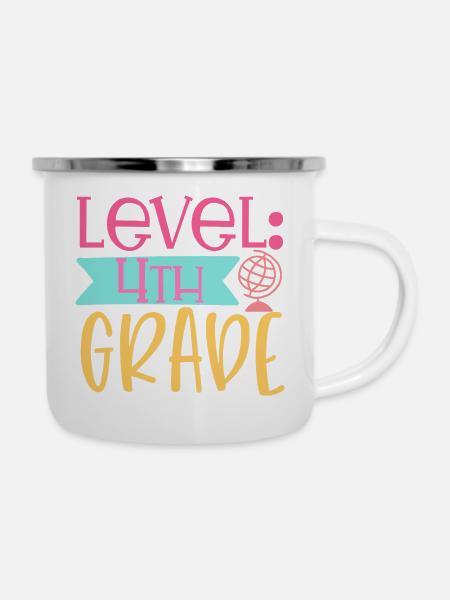 Stufe 4. Klasse - Emaille-Tasse - Weiß