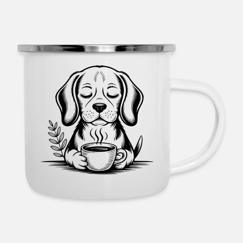 Coffee Dog – Cooles Kaffee-Logo - Emaille-Tasse - Weiß