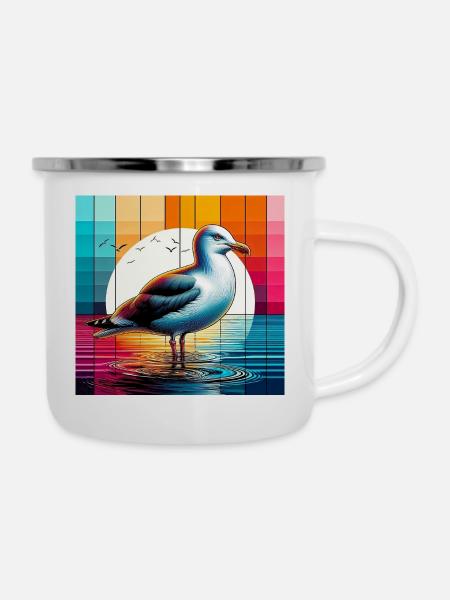Möwe - Emaille-Tasse - Weiß