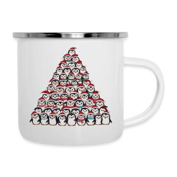 Whimsical Christmas Penguin with Christmas Tree Cartoon - Camper Mug - white - Right
