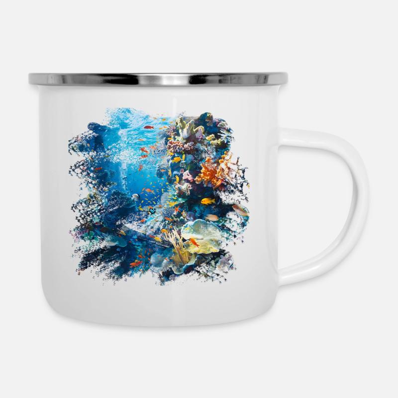 Coral Reef Blue Underwater World - Camper Mug - white