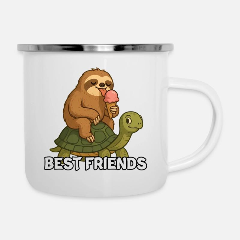 Best Friends Sloth Turtle - Camper Mug - white