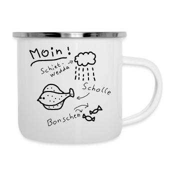 moin norddeutsch typisch plattdeutsch - Emaille-Tasse - Weiß - Rechts