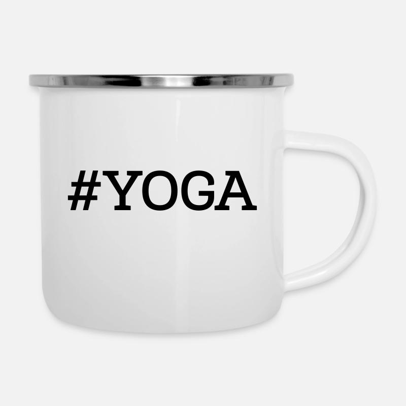 #Yoga - Emaille-Tasse - Weiß