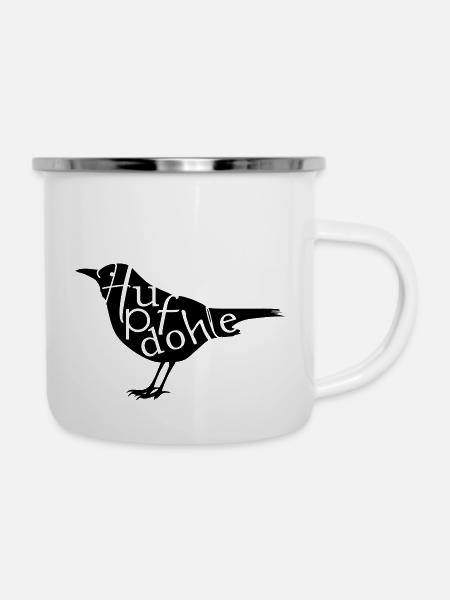 Hupfdohle - Emaille-Tasse - Weiß