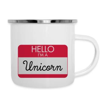 Hello I'm A Unicorn - Emaille-Tasse - Weiß - Rechts