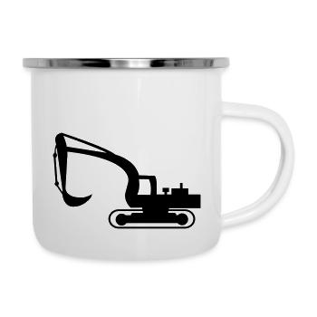 bagger - Emaille-Tasse - Weiß - Rechts