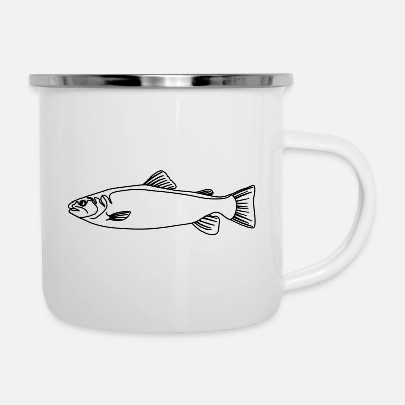 Truite - Tasse émaillée - blanc