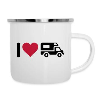 I love camping Wohnmobil - Emaille-Tasse - Weiß - Rechts