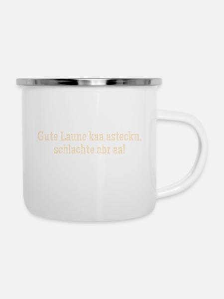 Erzgebirge Design - Emaille-Tasse - Weiß