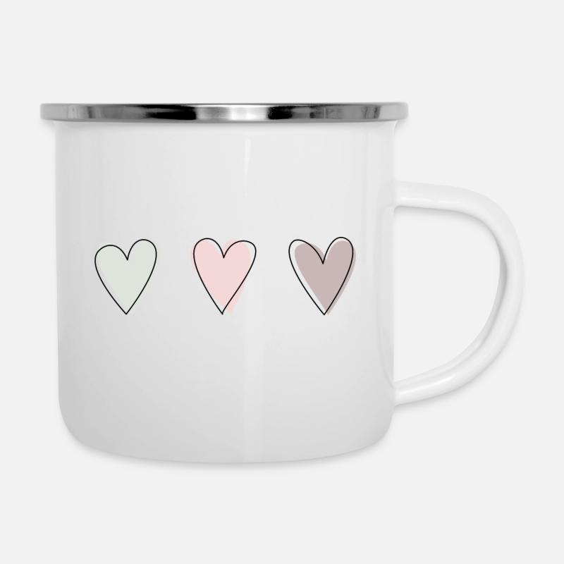 ♥³. - Emaille-Tasse - Weiß