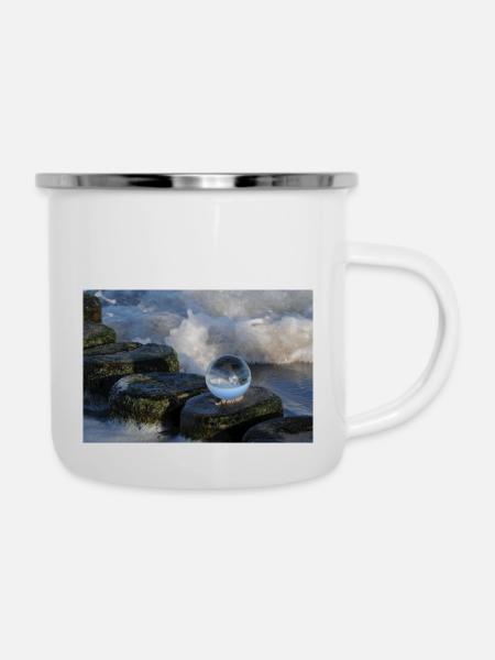 Glaskugel - Emaille-Tasse - Weiß