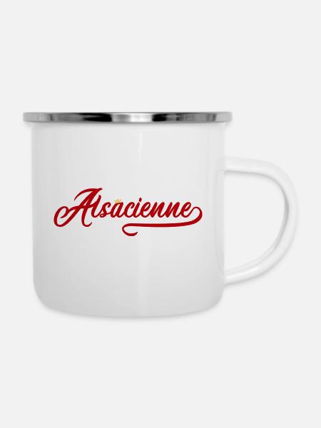 Elsässisch - Emaille-Tasse - Weiß