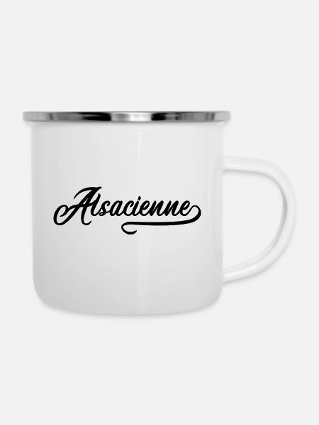 Elsässisch - Emaille-Tasse - Weiß