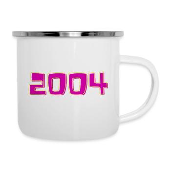 Jahr 2004 Rosa und Gelb - Emaille-Tasse - Weiß - Rechts