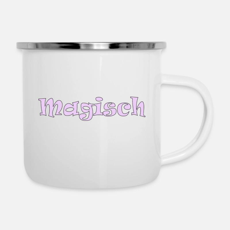 Magisch pinker Schriftzug - Emaille-Tasse - Weiß