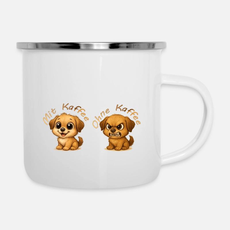 Mit Kaffee ohne Kaffee - Emaille-Tasse - Weiß