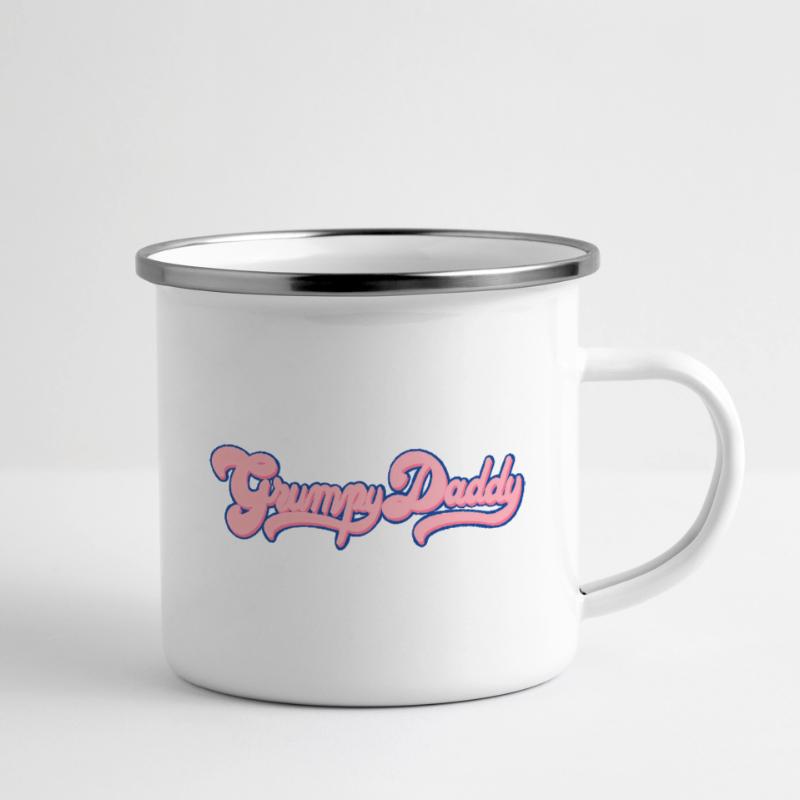 Grumpy Daddy Retro Script - Farbe "Bubble Gum" Emaille-Tasse