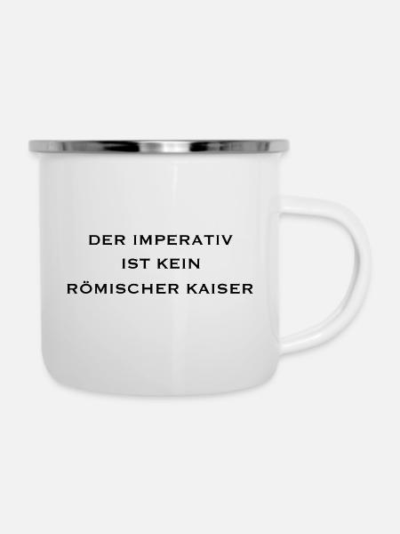Grammatik Witz - Emaille-Tasse - Weiß