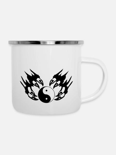 tribal_kralle - Emaille-Tasse - Weiß