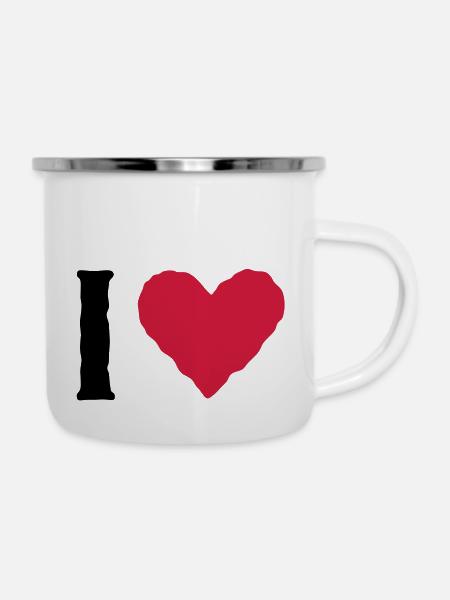 I love ... - Emaille-Tasse - Weiß